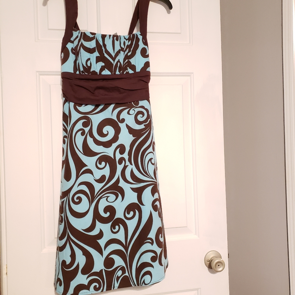 Dress Barn mint and brown paisley dress